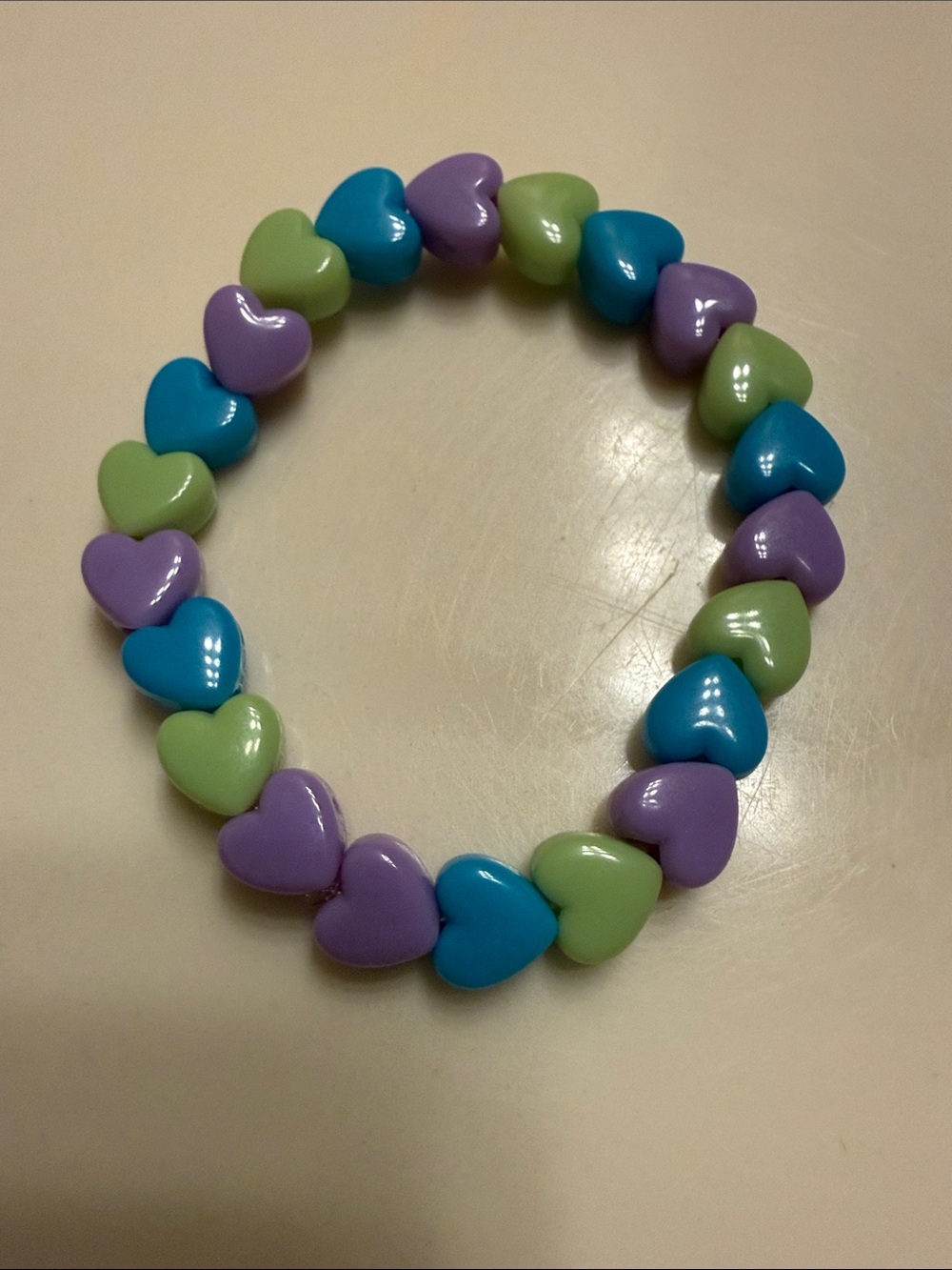 Kids Stretch Heart Bracelet in Blue, Purple & Green
